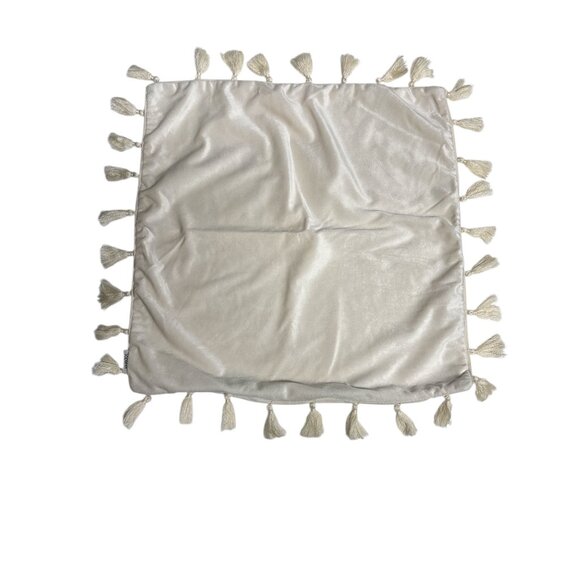 Decorative Topfinel Tassel-Edged Satin Cushion Cover For Home Decor 18" X 18" Be - Picture 3 of 3